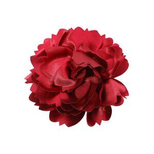 Tigerstars Oversized Burgundy Statement Satin Floral Pin Brooch Hair Clip